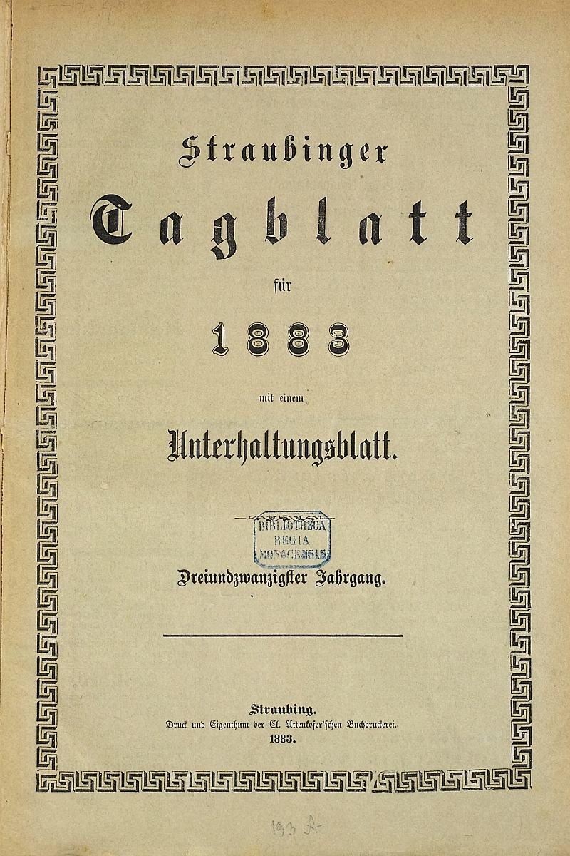 Straubinger Tageblatt Titelblatt