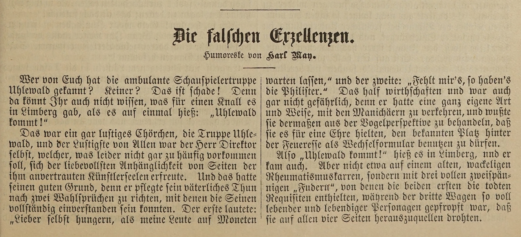 Die falschen Exzellenzen - Textanfang